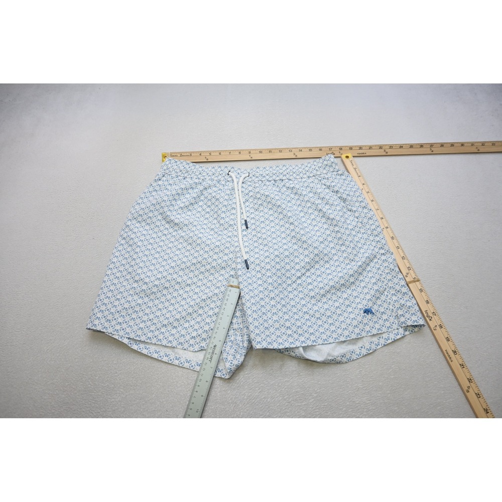 Onward Reserve Swim Trunks Mens XXL Blue White Geometric Mesh Lined Excellent